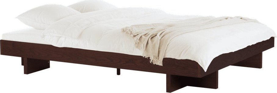 Hnědá dvoulůžková postel z MDF v dekoru jasanu bez čela s roštem 140x200 cm Kito – noo.ma NOO.MA