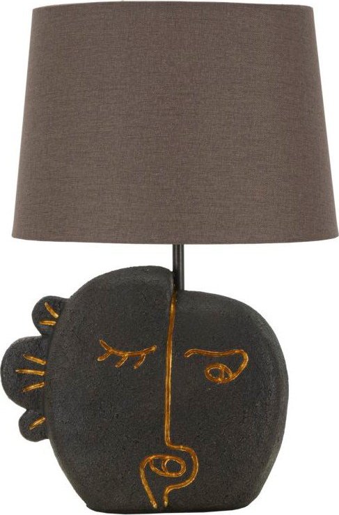 Hnědá stolní lampa s textilním stínidlem (výška 39