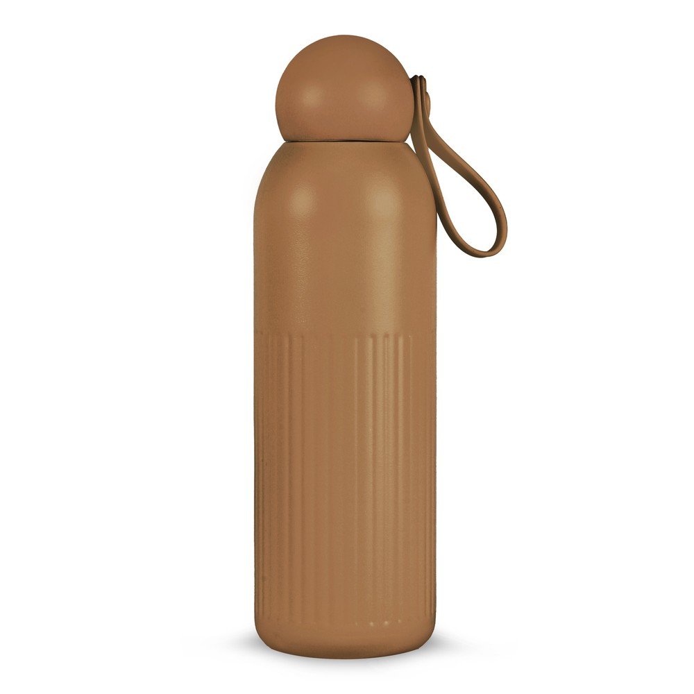 Hnědá termoláhev s brčkem z nerezové oceli 500 ml Tekla – Sagaform Sagaform