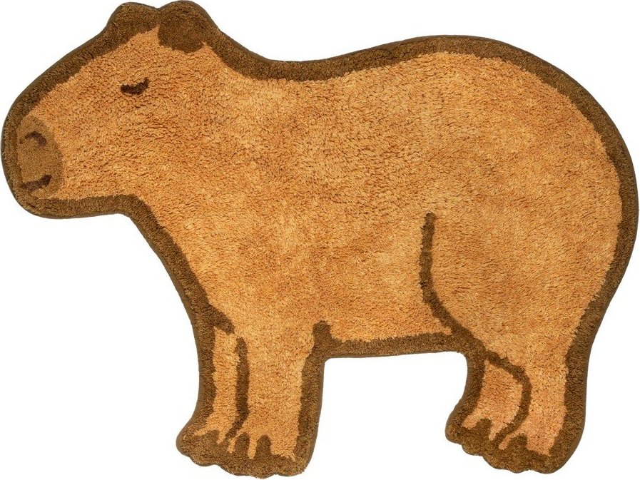 Hnědý bavlněný dětský koberec 52x68 cm Capybara – Sass & Belle Sass & Belle