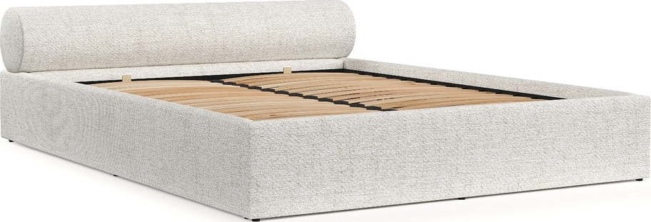 Krémová čalouněná dvoulůžková postel s úložným prostorem s roštem 180x200 cm Solvo – Maison de Rêve Maison de Reve