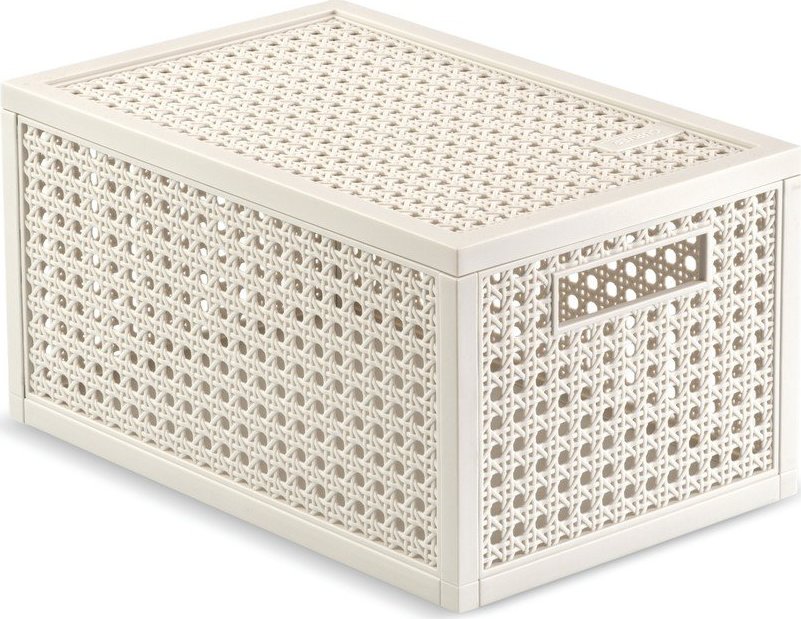 Krémový úložný box s víkem z recyklovaného plastu 19x30x15 cm Kaya – Curver Curver