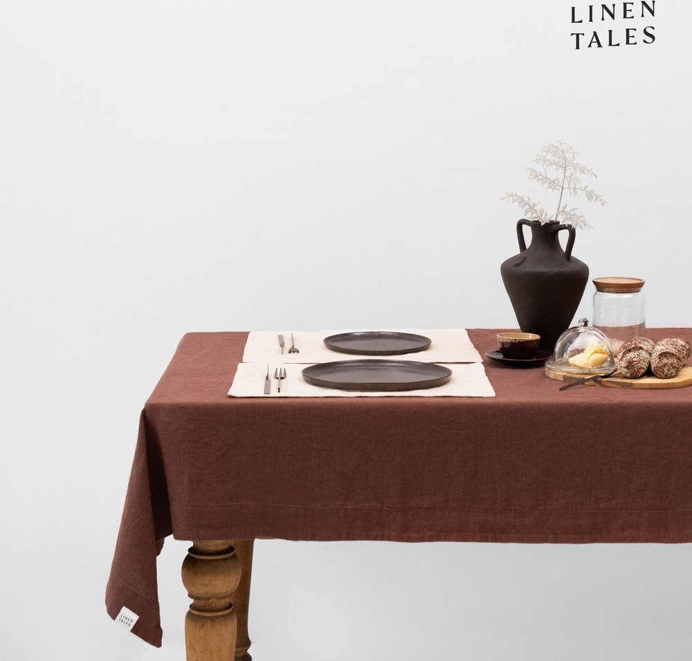 Lněný ubrus 140x200 cm Chocolate – Linen Tales Linen Tales