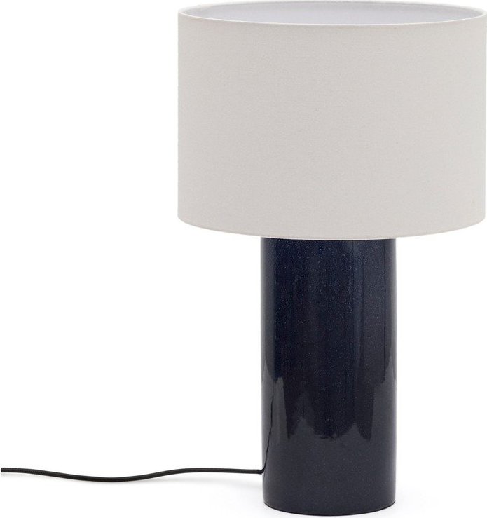 Modrá stolní lampa s textilním stínidlem (výška 53