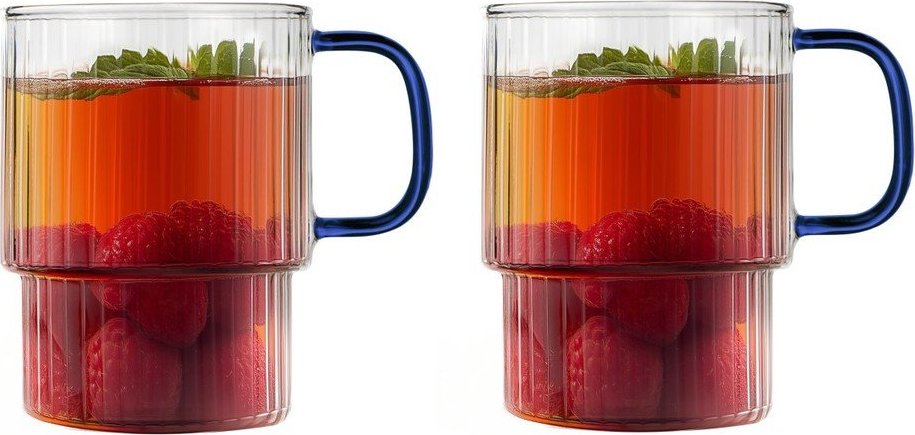 Modré skleněné hrnky v sadě 2 ks na cappuccino 350 ml Livio – Vialli Design Vialli Design