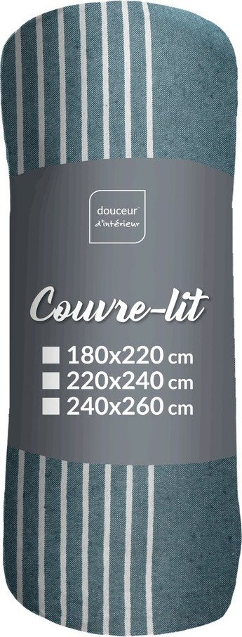 Modrý přehoz 240x260 cm Adele – douceur d'intérieur Douceur d intérieur