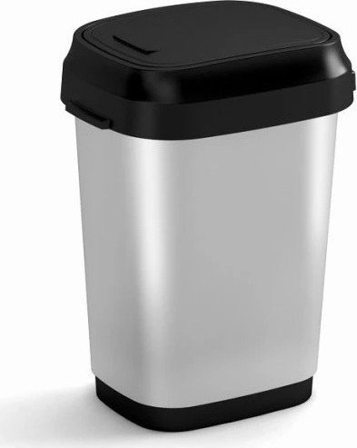 Nášlapný plastový odpadkový koš ve stříbrné barvě 10 l Dual Swing Bin Style S – KIS KIS