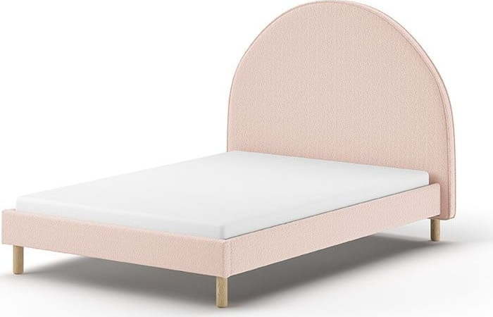 Růžová čalouněná dětská postel s roštem 140x200 cm MOON - II. jakost – Vipack Vipack