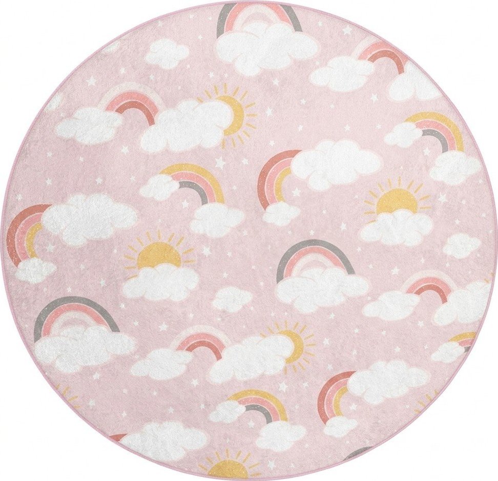 Růžový pratelný dětský koberec ø150 cm Rainbow World – Mila Home Mila Home