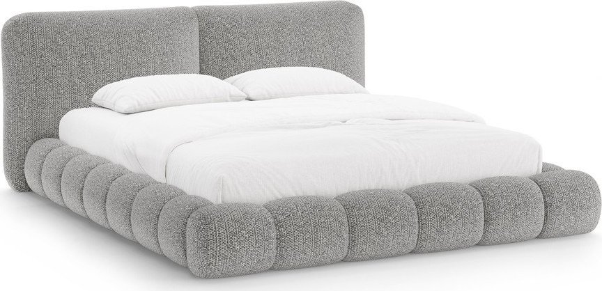Šedá čalouněná dvoulůžková postel s úložným prostorem s roštem 180x200 cm Solange – Micadoni Micadoni