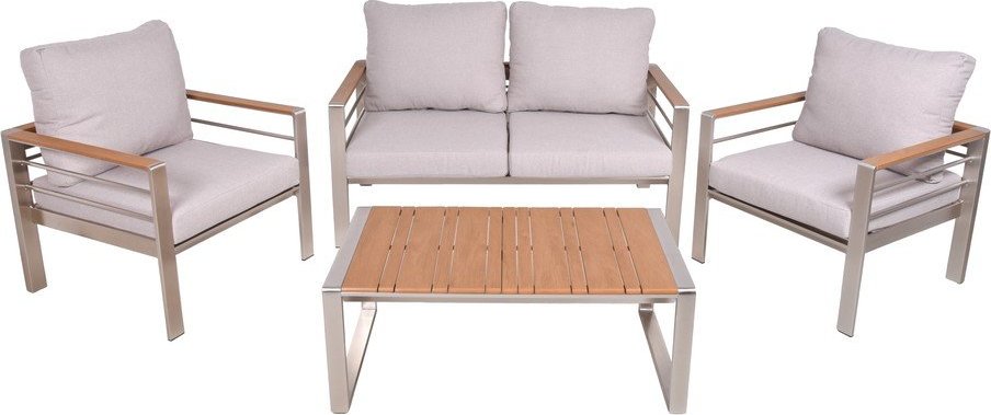 Šedý kovový zahradní lounge set pro 4 Florence – Garden Pleasure Garden Pleasure