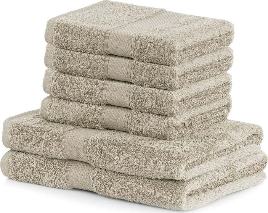 Set 2 béžových osušek a 4 ručníků DecoKing Bamby Beige Restilo