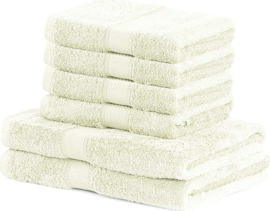 Set 2 světle béžových osušek a 4 ručníků DecoKing Bamby Ecru Restilo