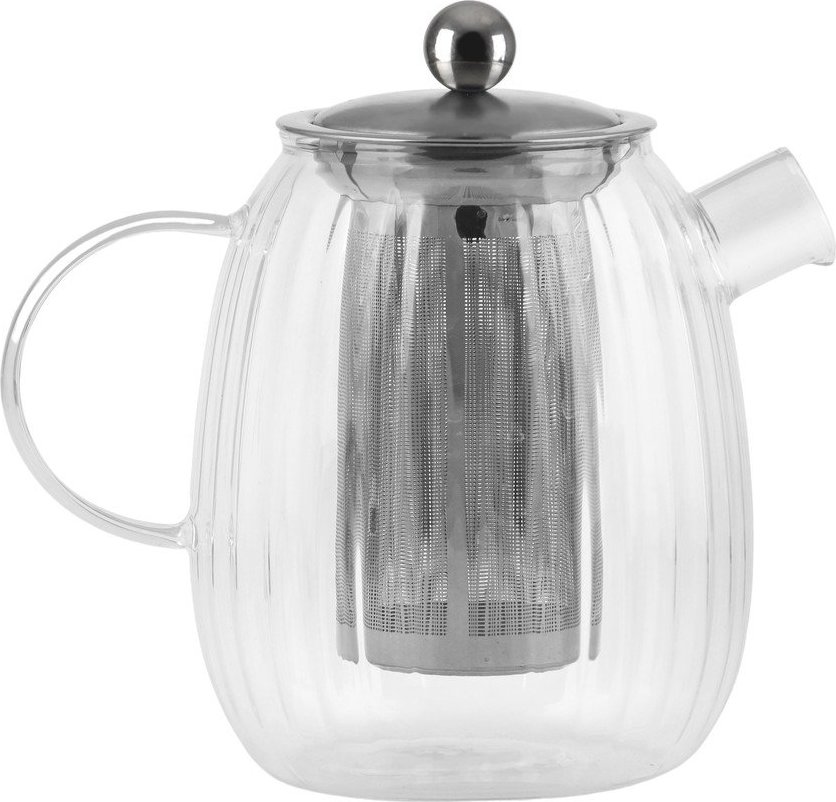 Skleněná konvice na čaj se sítkem v matně stříbrné barvě 1 l Tulip – Vialli Design Vialli Design