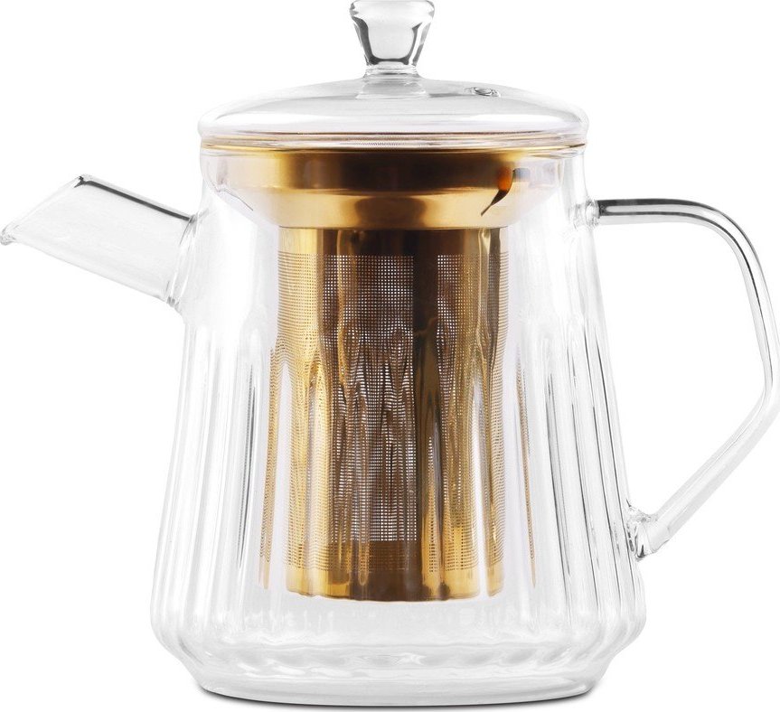 Skleněná konvice na čaj se sítkem ve zlaté barvě 900 ml Mia – Vialli Design Vialli Design