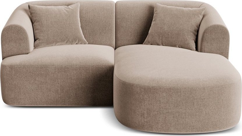 Světle hnědá sametová rohová pohovka (pravý roh/s lenoškou) Campi – Cosmopolitan Design Cosmopolitan design