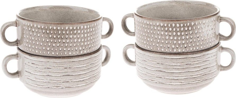 Světle hnědé keramické polévkové misky v sadě 4 ks 470 ml – Dakls Dakls
