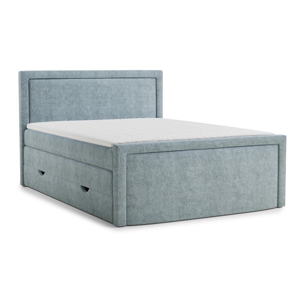 Světle modrá boxspring postel s úložným prostorem 200x200 cm Fresco – Maison de Rêve Maison de Reve