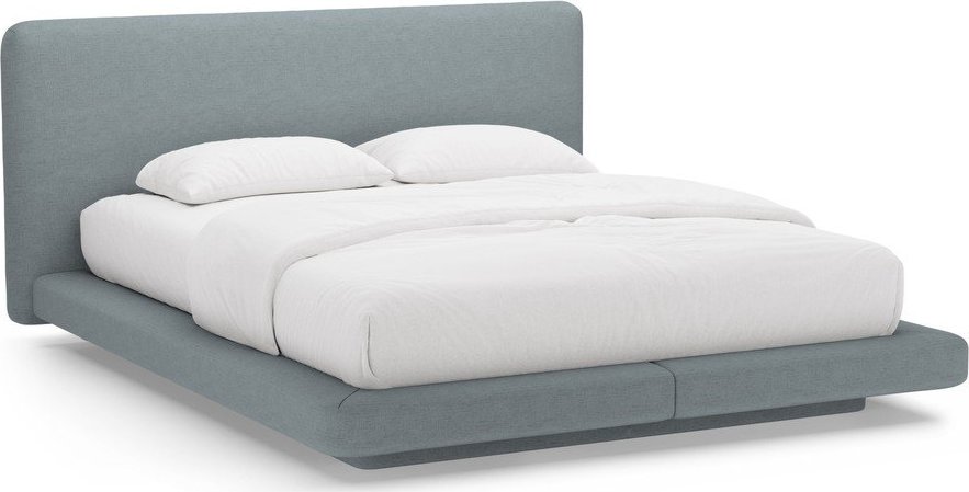 Světle modrá čalouněná dvoulůžková postel 160x200 cm Linea – Micadoni Micadoni