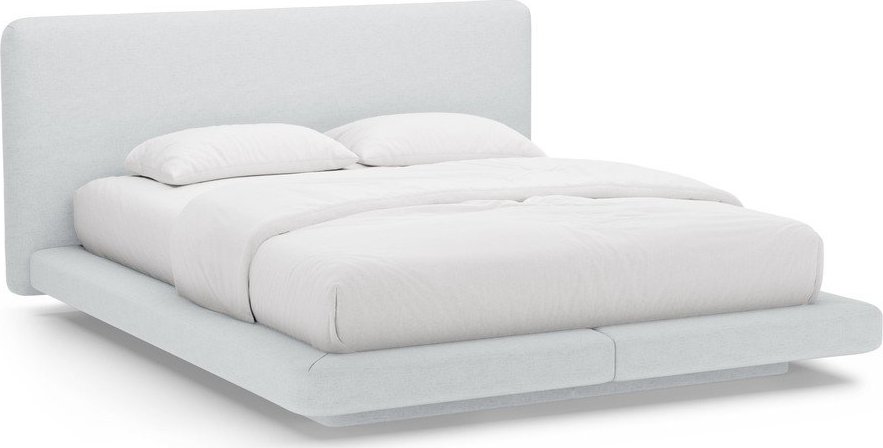 Světle šedá čalouněná dvoulůžková postel 160x200 cm Linea – Micadoni Micadoni