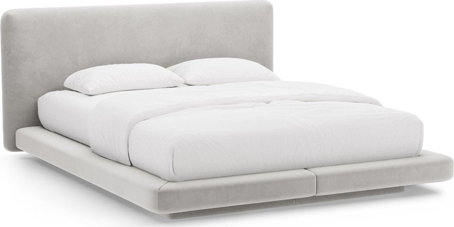 Světle šedá čalouněná dvoulůžková postel 180x200 cm Linea – Micadoni Micadoni