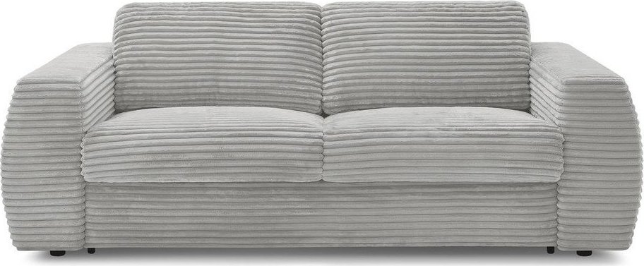 Světle šedá manšestrová pohovka na každodenní spaní/rozkládací 220 cm Hugo – Bobochic Paris Bobochic Paris
