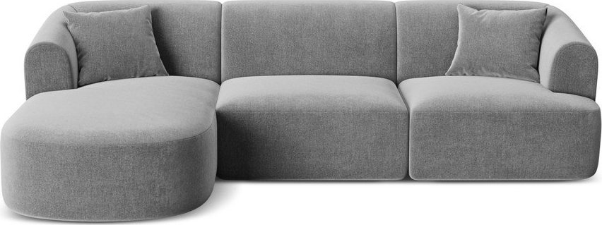 Světle šedá sametová rohová pohovka (levý roh/s lenoškou) Campi – Cosmopolitan Design Cosmopolitan design