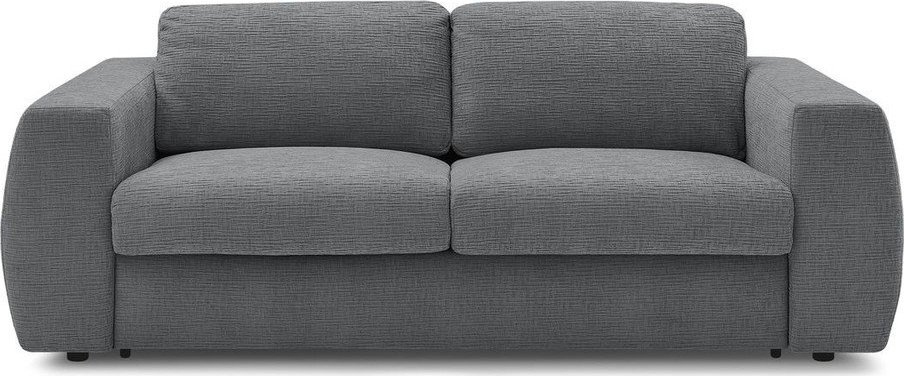 Tmavě šedá žinylková pohovka na každodenní spaní/rozkládací 220 cm Hugo – Bobochic Paris Bobochic Paris
