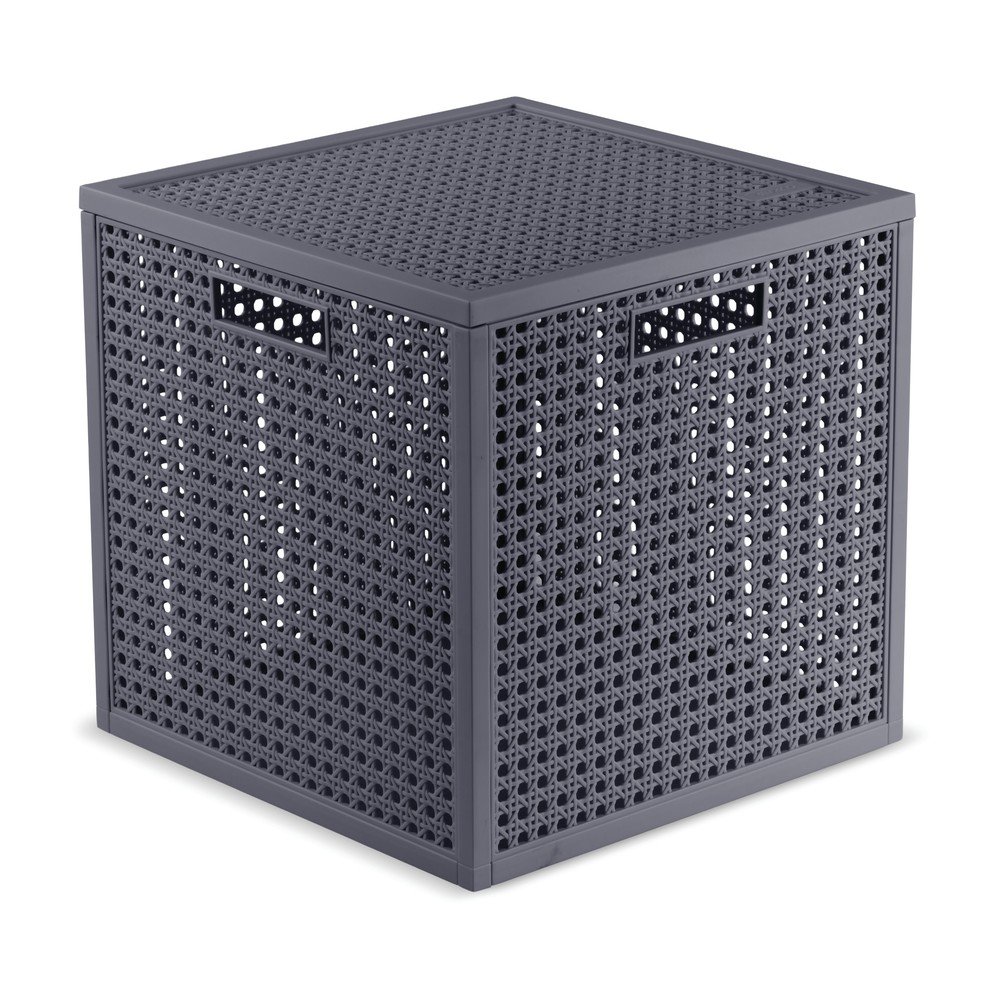 Tmavě šedý úložný box s víkem z recyklovaného plastu 28x28x28 cm Kaya Cube – Curver Curver