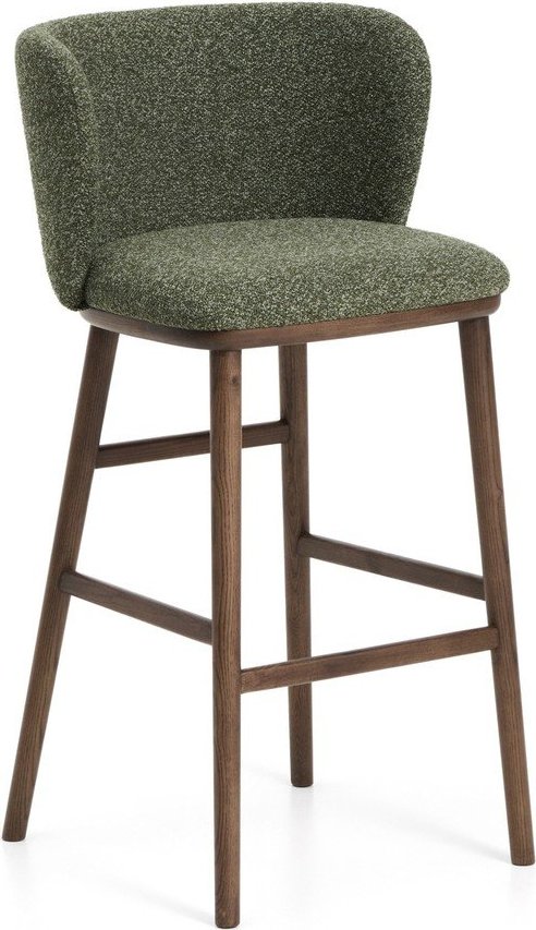 Tmavě zelená čalouněná barová židle (výška sedáku 75 cm) Ciselia – Kave Home Kave Home