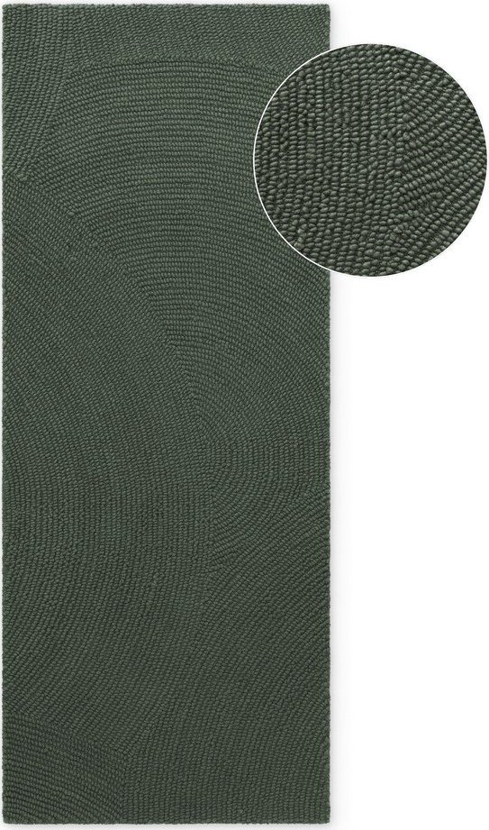 Tmavě zelený ručně tkaný vlněný běhoun 80x200 cm Calmio – Hanse Home Hanse Home