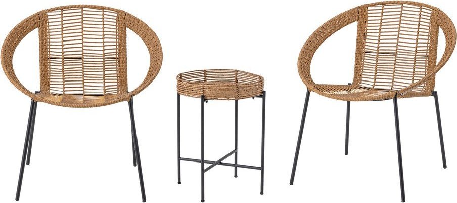 Zahradní lounge set z umělého ratanu v přírodní barvě pro 2 Dudine – Bloomingville Bloomingville