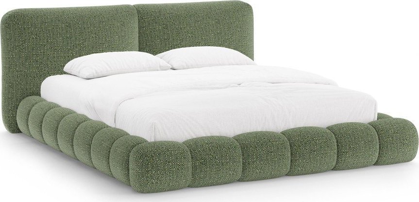 Zelená čalouněná dvoulůžková postel s úložným prostorem s roštem 180x200 cm Solange – Micadoni Micadoni