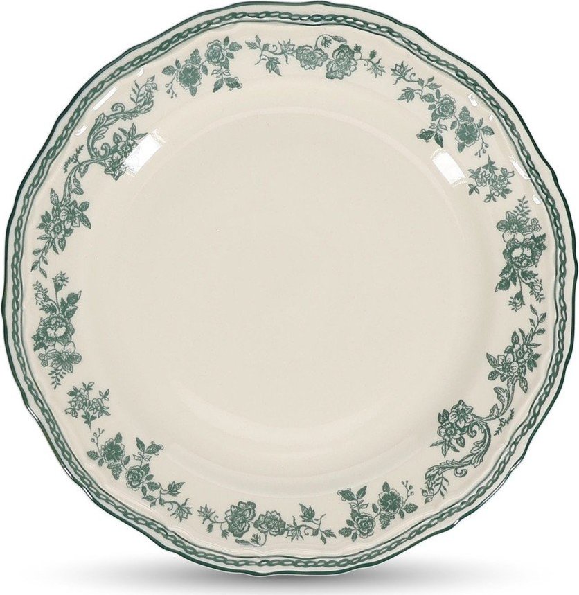 Zelený/slonovinový dezertní porcelánový talíř ø 21