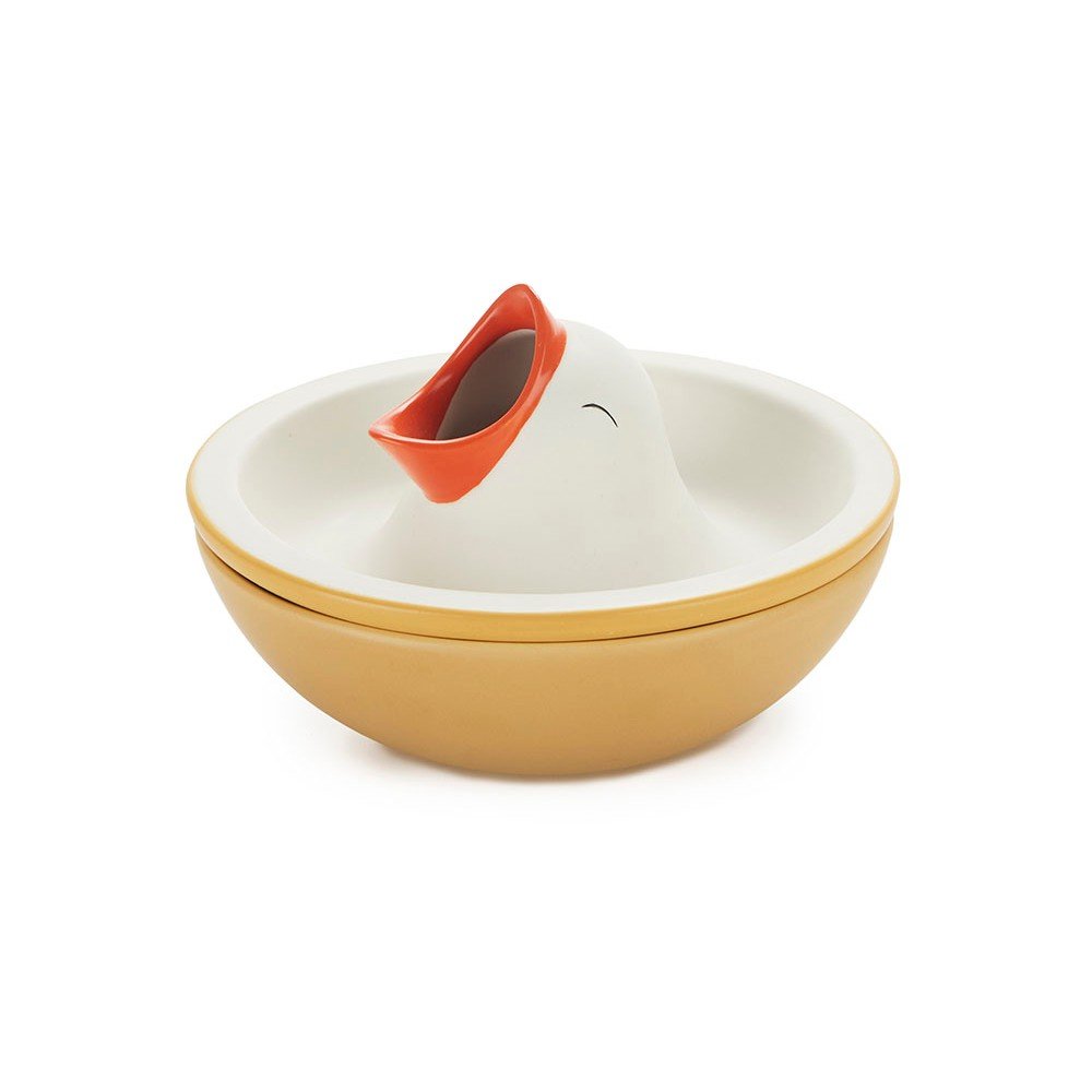 Žlutá/bílá keramická servírovací miska 250 ml Hungry Bird – Balvi Balvi